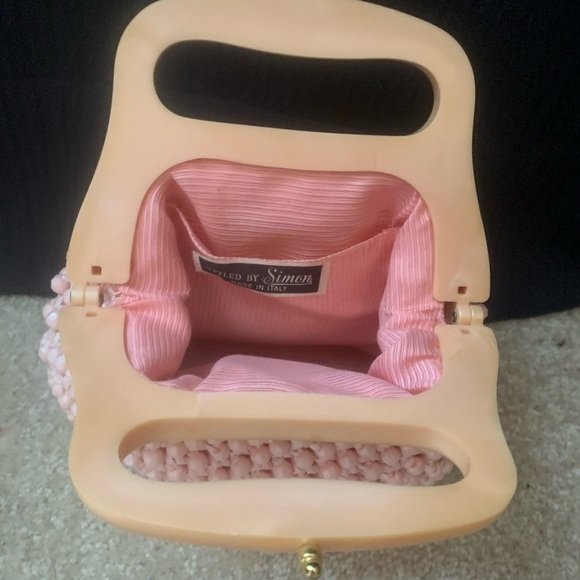 1970’s Evening Bag. Pink. Styled by Simon. Made in Italy. Approx  7” high. - Picture 2 of 3